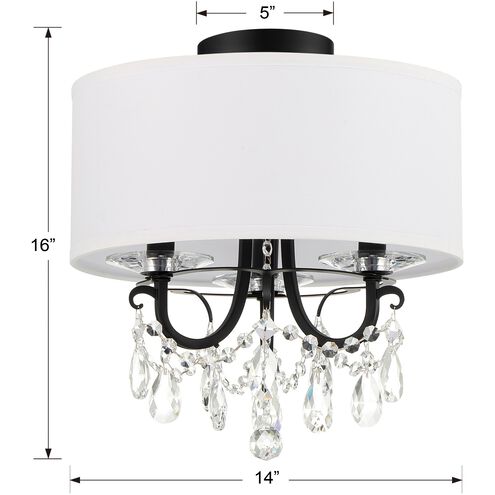 Othello 3 Light 14 inch Matte Black Semi Flush Ceiling Light