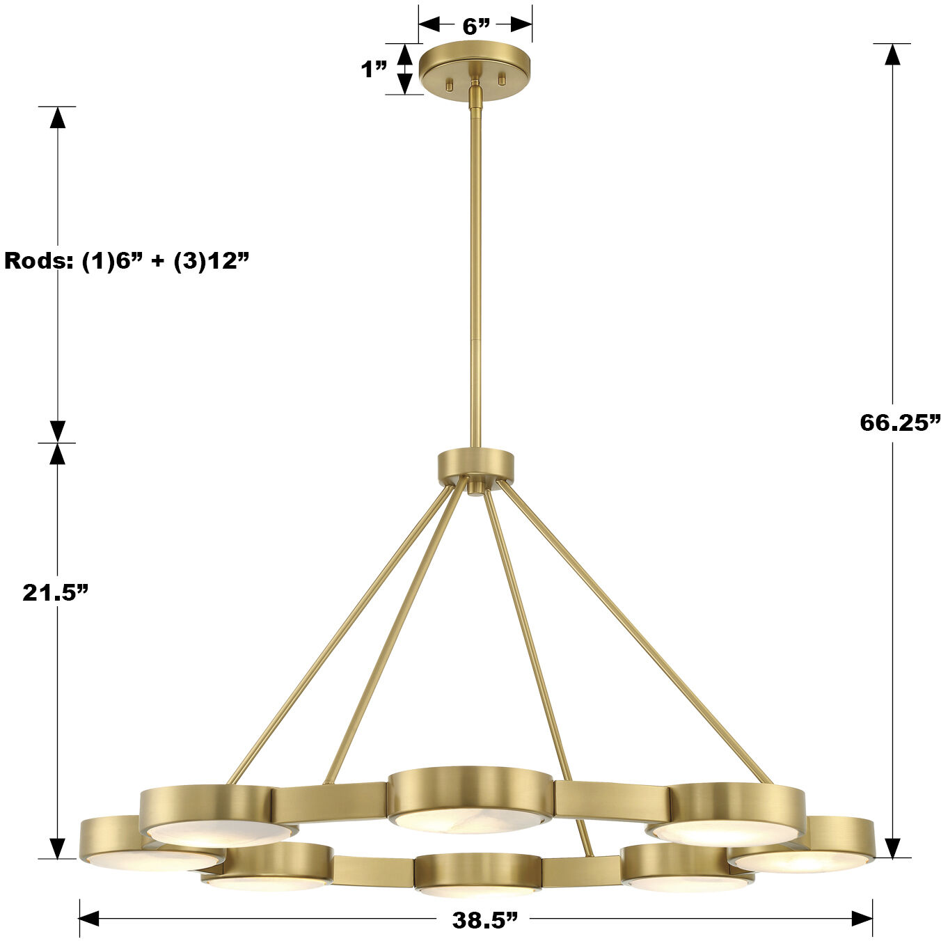 Orson 8 Light 38.5 inch Modern Gold Chandelier Ceiling Light