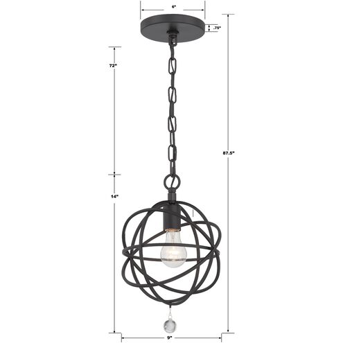 Solaris 1 Light 9 inch Black Mini Pendant Ceiling Light