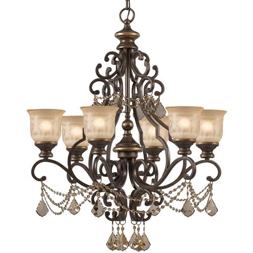 Norwalk 6 Light 28 inch Bronze Umber Chandelier Ceiling Light in Golden Teak Hand Cut