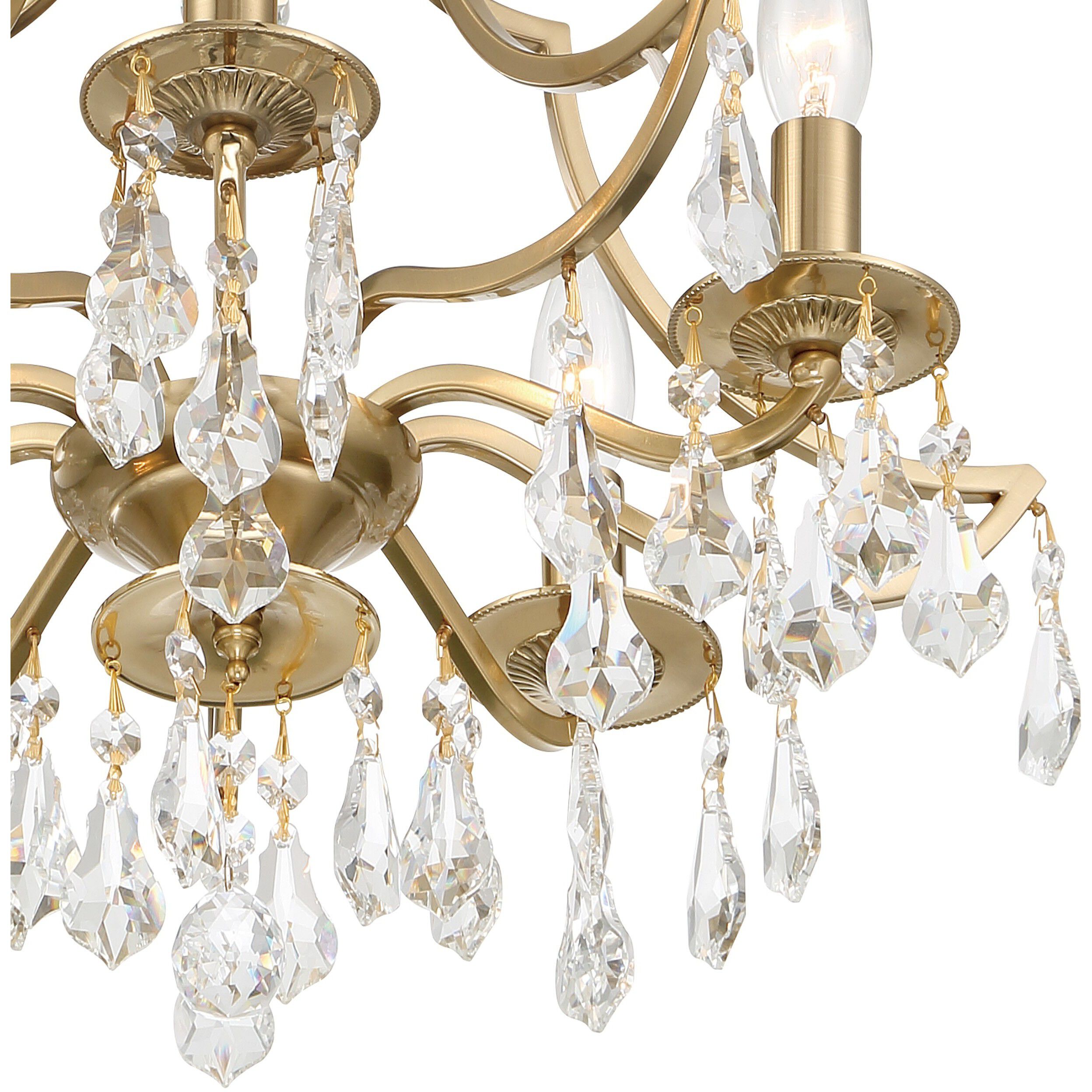 Cedar 5 Light 18.5 inch Vibrant Gold Semi Flush Ceiling Light in Clear Hand Cut