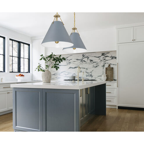 Xavier 3 Light 16 inch Vibrant Gold and Blue Pendant Ceiling Light