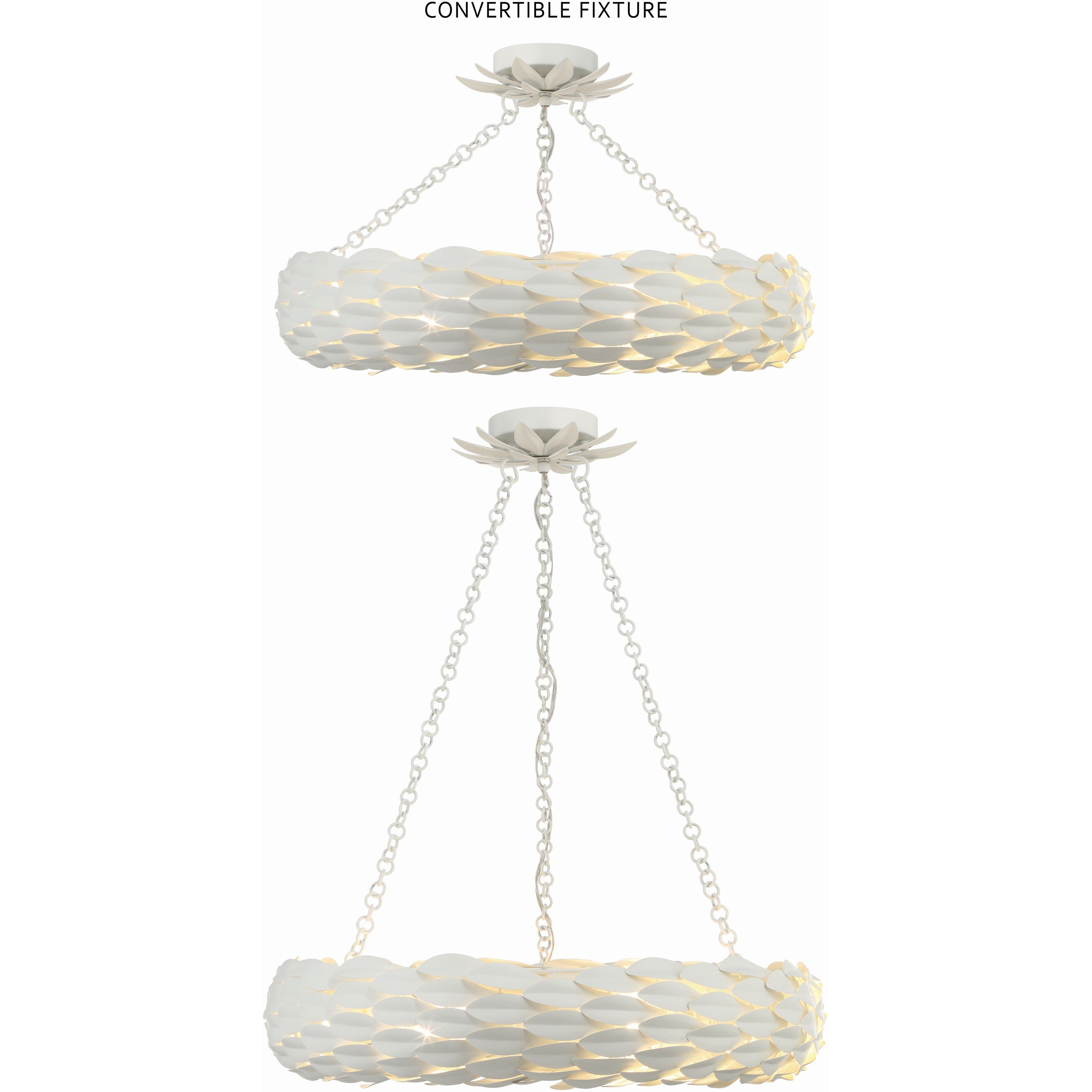 Broche 6 Light 24 inch Matte White Chandelier Ceiling Light