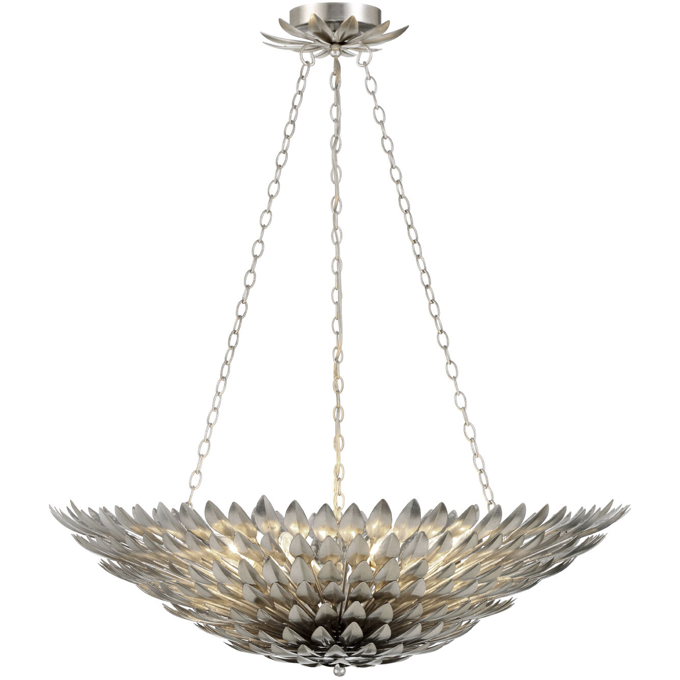 Broche 8 Light 30 inch Antique Silver Chandelier Ceiling Light