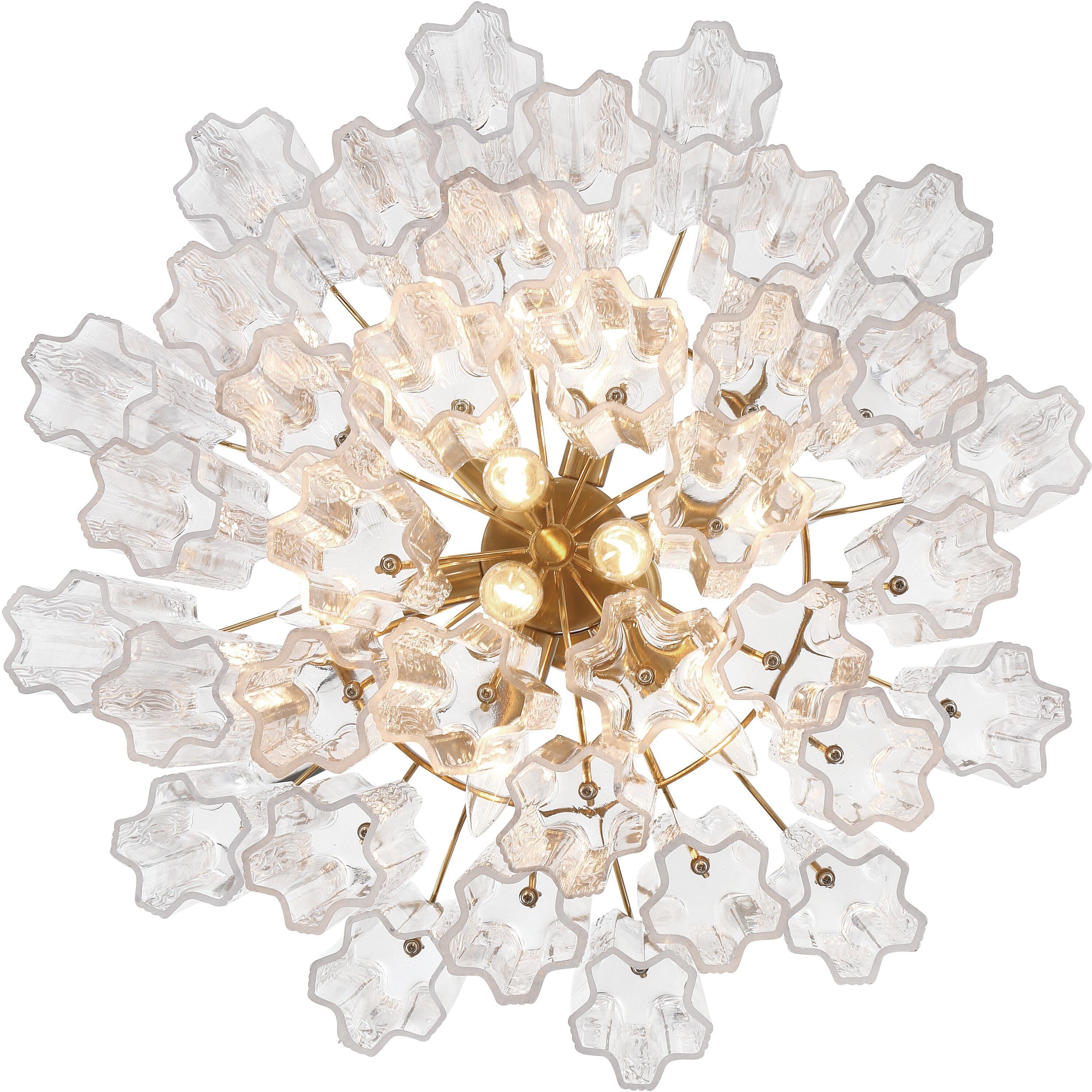 Addis 9 Light 22 inch Aged Brass Chandelier Ceiling Light in Tronchi Glass Clear