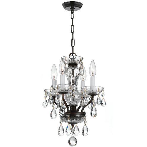 Traditional Crystal 4 Light 11 inch English Bronze Mini Chandelier Ceiling Light in Clear Spectra