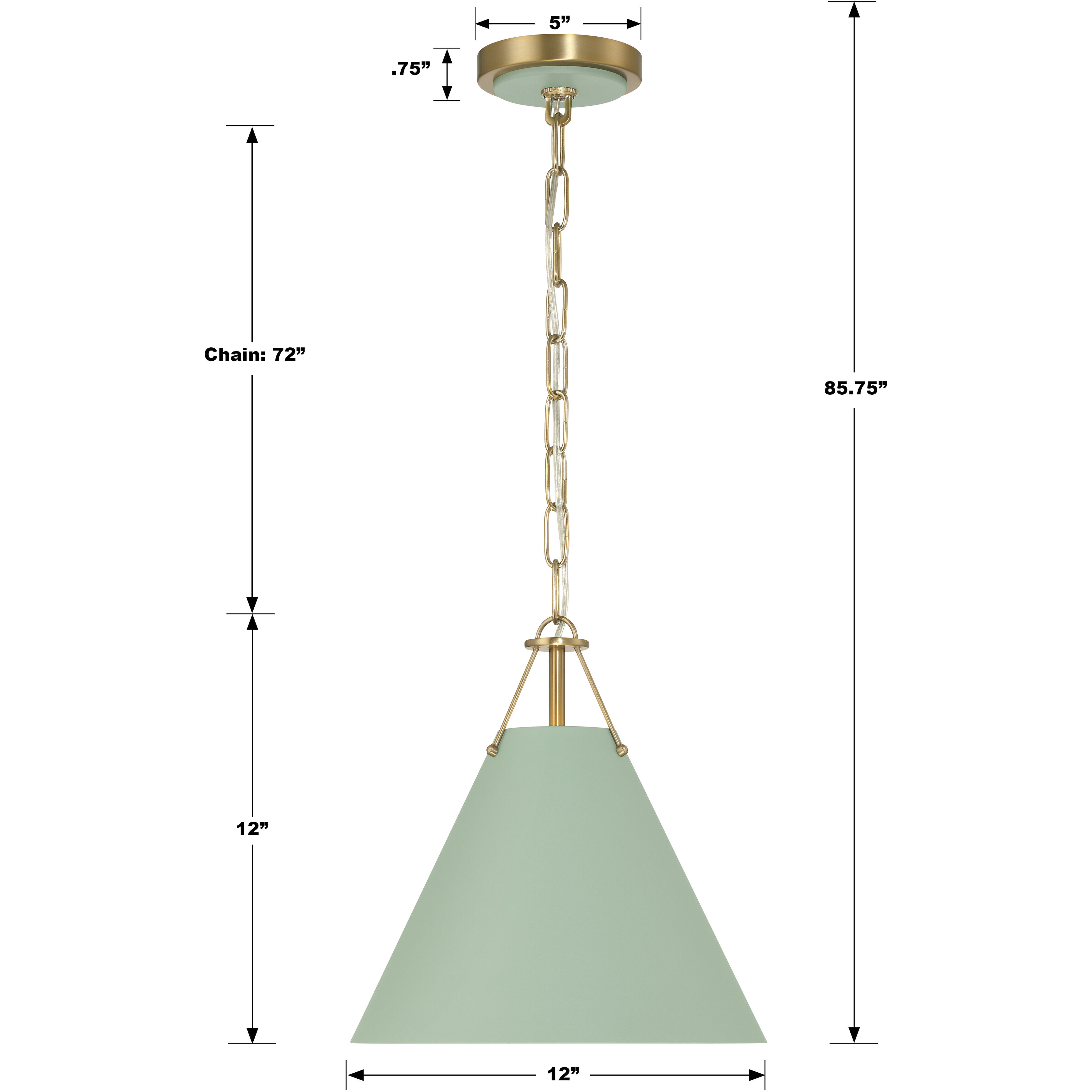 Xavier 1 Light 12 inch Vibrant Gold and Green Mini Pendant Ceiling Light