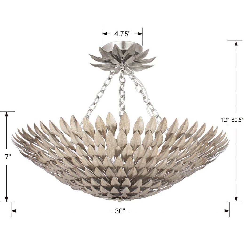 Broche 8 Light 30 inch Antique Silver Semi Flush Ceiling Light