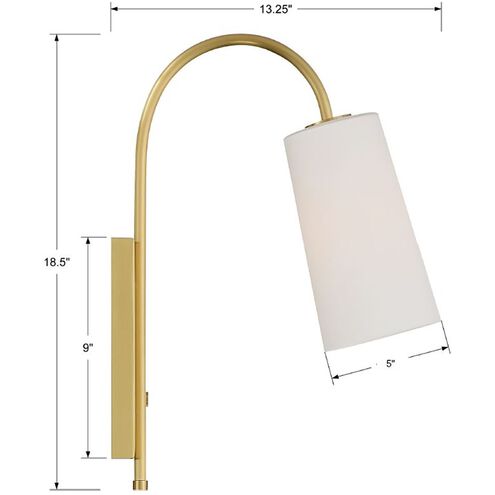 Alexa 13.25 inch 100.00 watt Aged Brass Task Sconce Wall Light