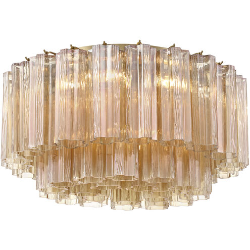 Addis 7 Light 22.25 inch Aged Brass Flush Mount Ceiling Light in Tronchi Glass Amber