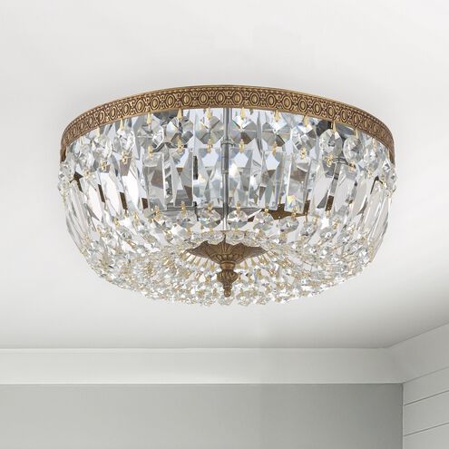 Westbury 3 Light 14 inch Olde Brass Flush Ceiling Light in Clear Spectra