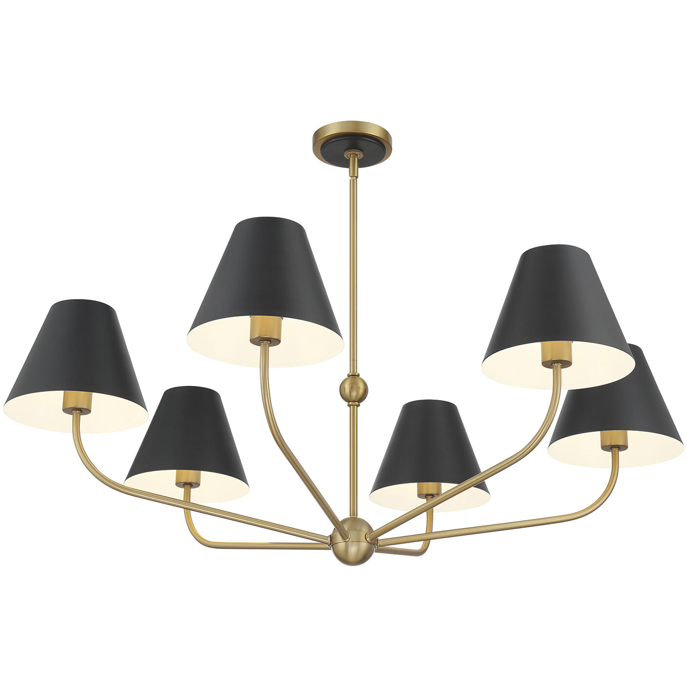 Xavier 6 Light 40 inch Vibrant Gold Chandelier Ceiling Light in Vibrant Gold and Matte Black