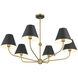 Xavier 6 Light 40 inch Vibrant Gold and Matte Black Chandelier Ceiling Light