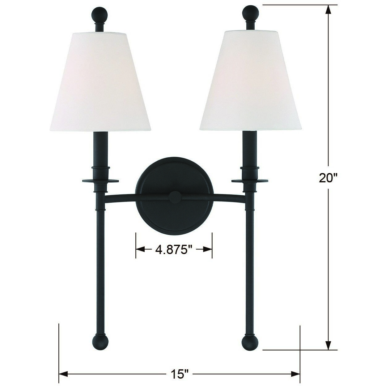 Riverdale Bath Wall Light in Black Forged