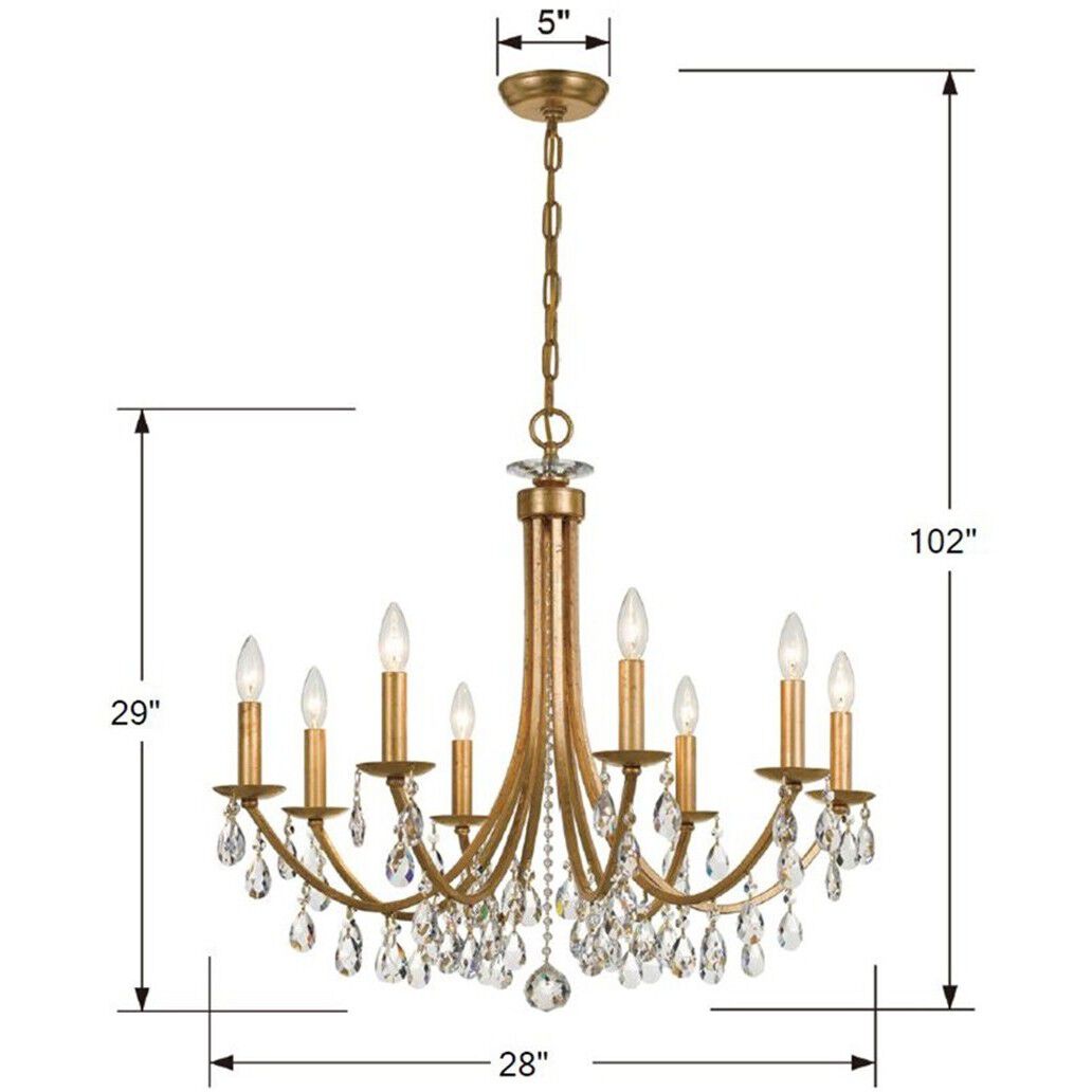 Bridgehampton 8 Light 28 inch Antique Gold Chandelier Ceiling Light in Clear Swarovski Strass