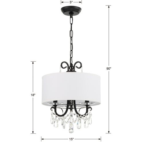 Othello 3 Light 14 inch Matte Black Mini Chandelier Ceiling Light in Clear Hand Cut