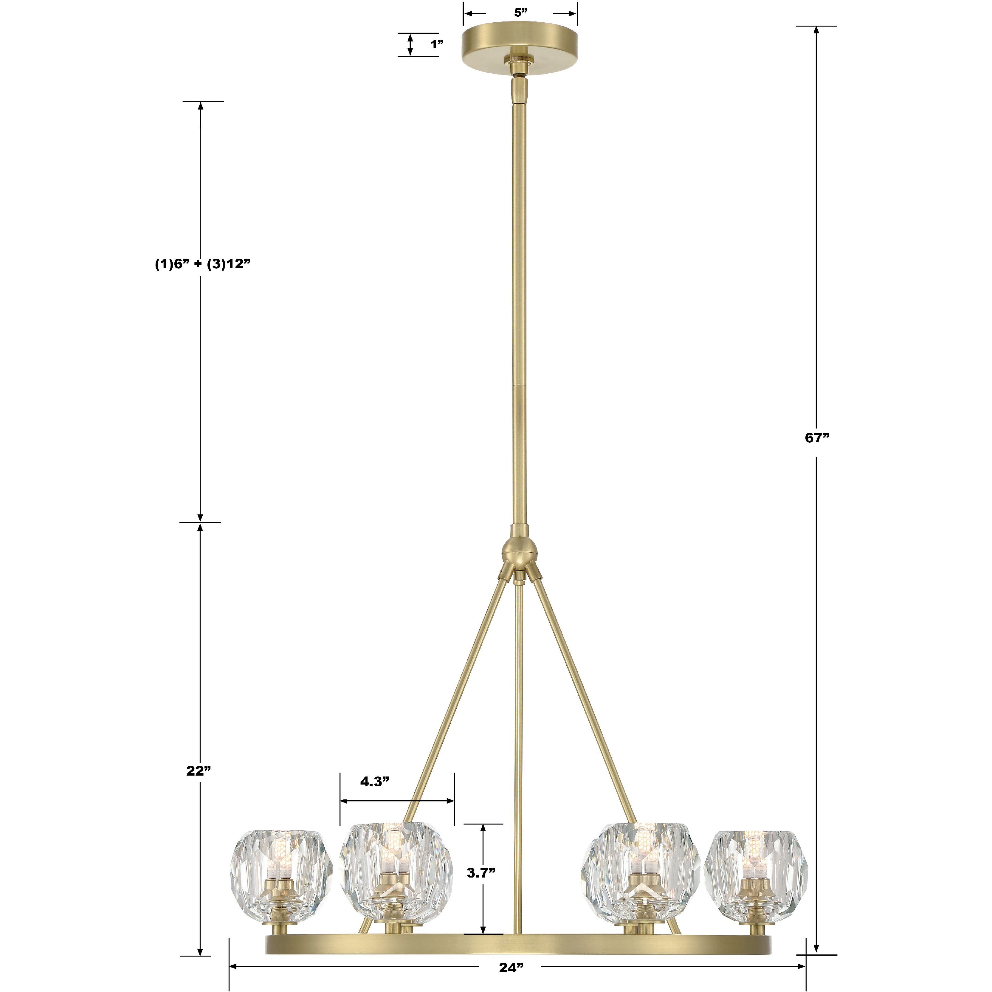 Aragon 6 Light 24 inch Soft Brass Chandelier Ceiling Light