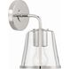 Fulton 1 Light 7.25 inch Polished Nickel Bathroom Vanity Light Wall Light in Clear
