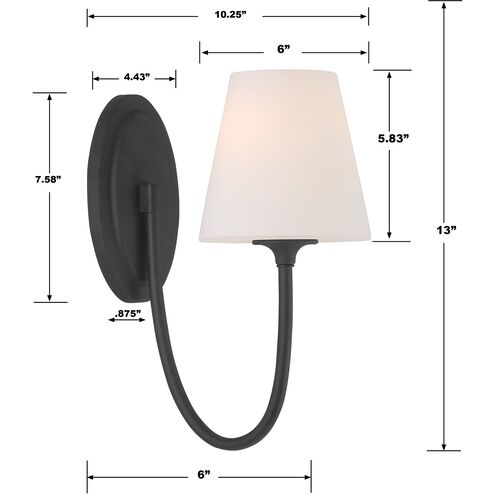 Juno 1 Light 6 inch Black Forged Sconce Wall Light