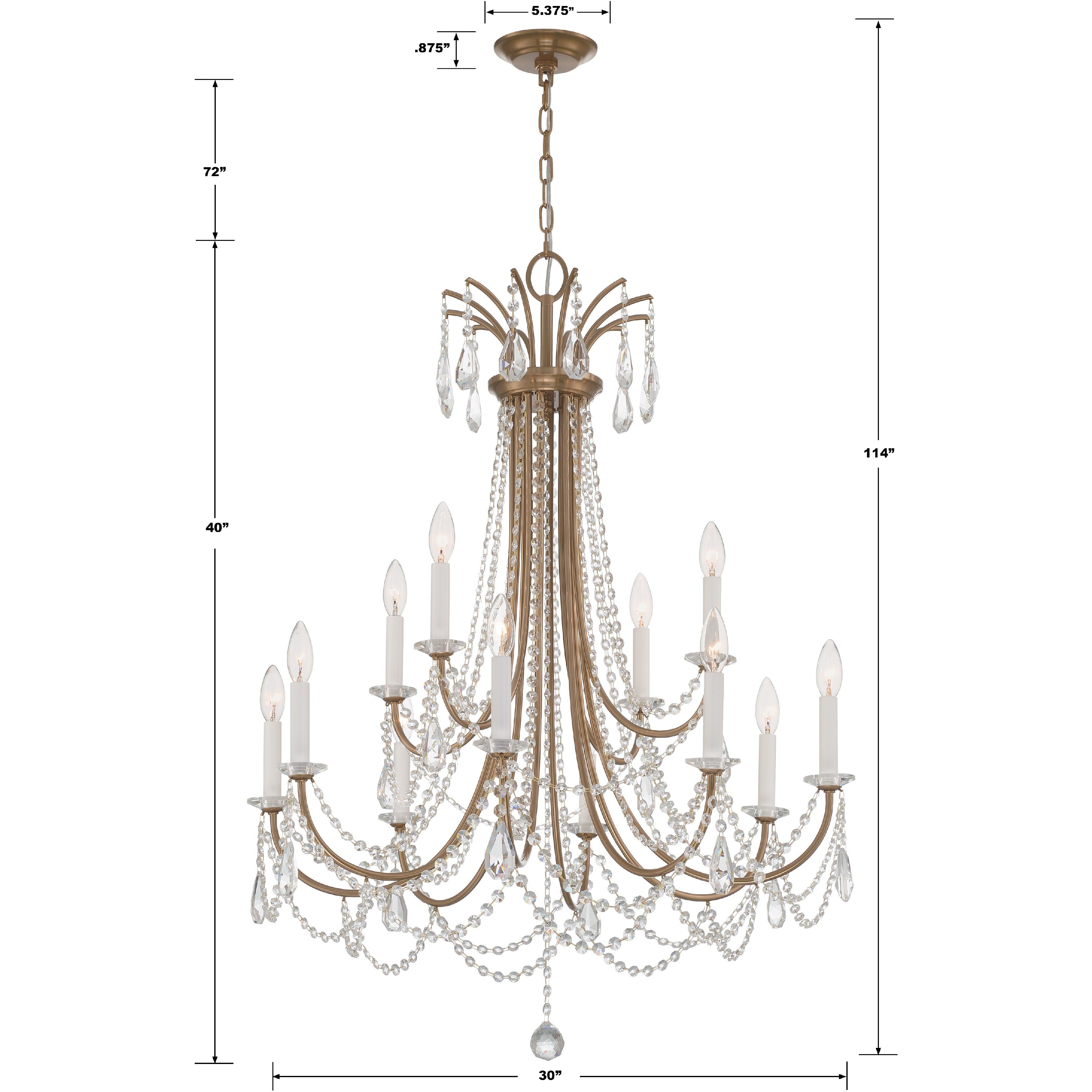 Karrington 12 Light 30 inch Aged Brass Chandelier Ceiling Light