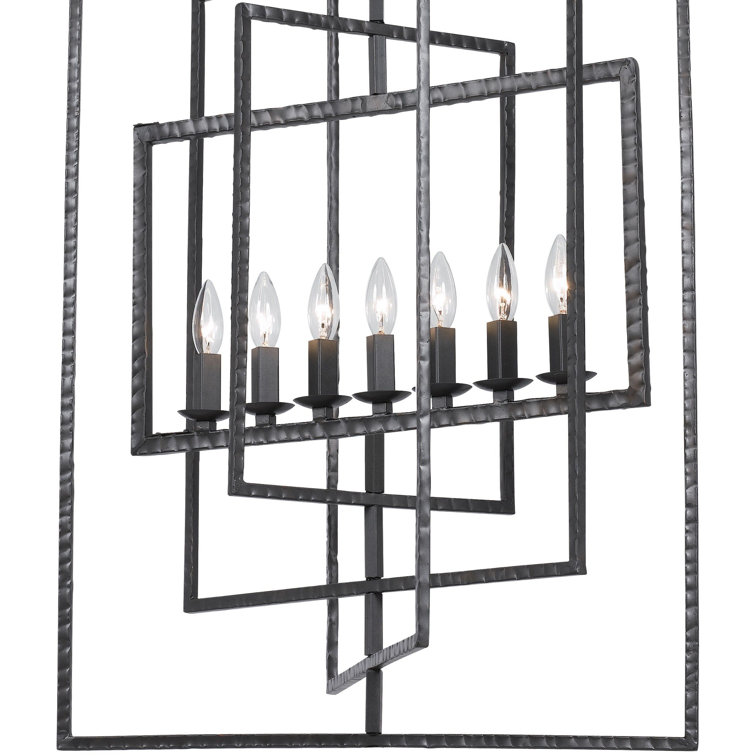Capri 7 Light 24 inch Raw Steel Lantern Chandelier Ceiling Light