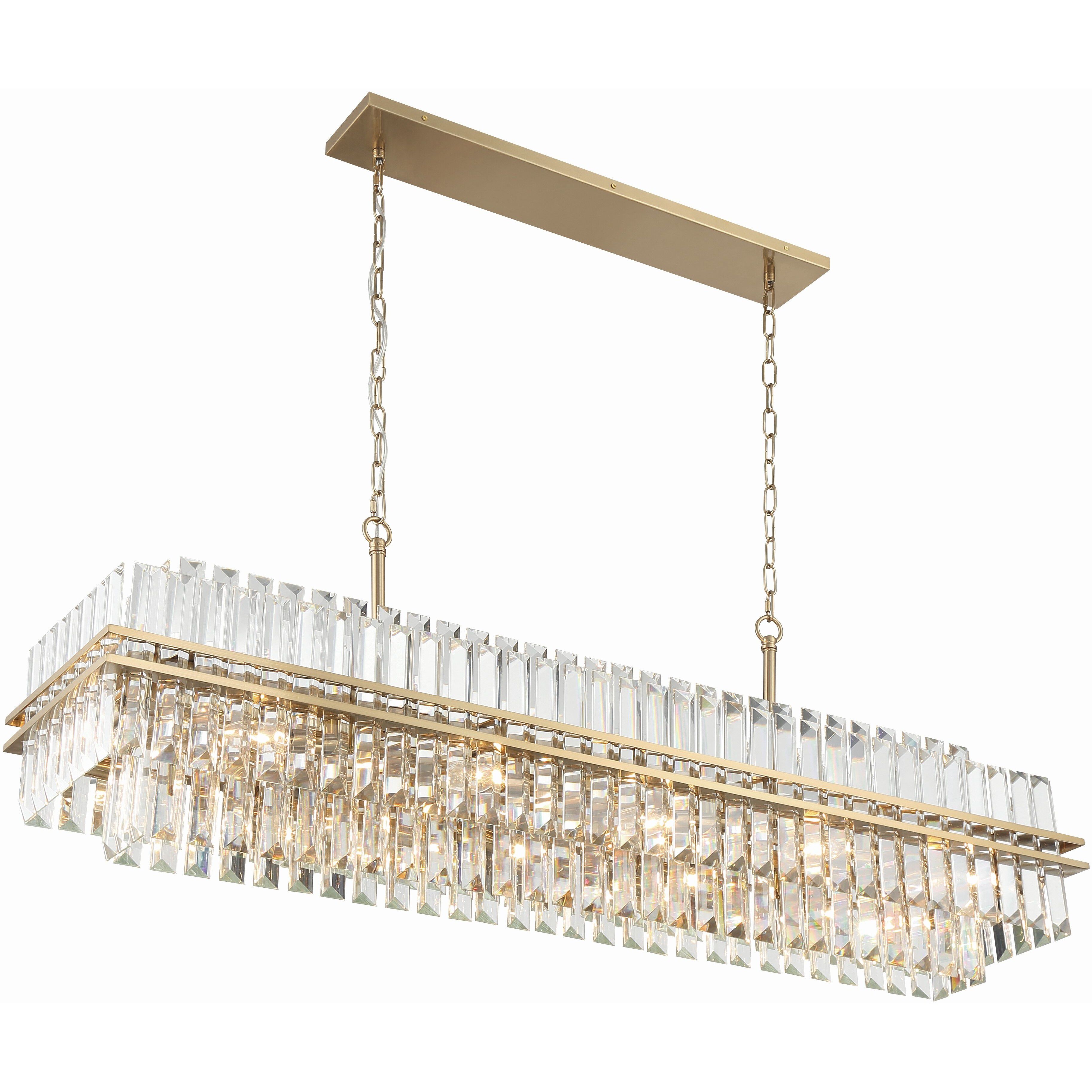 Hayes 16 Light 50 inch Aged Brass Linear Chandelier Ceiling Light