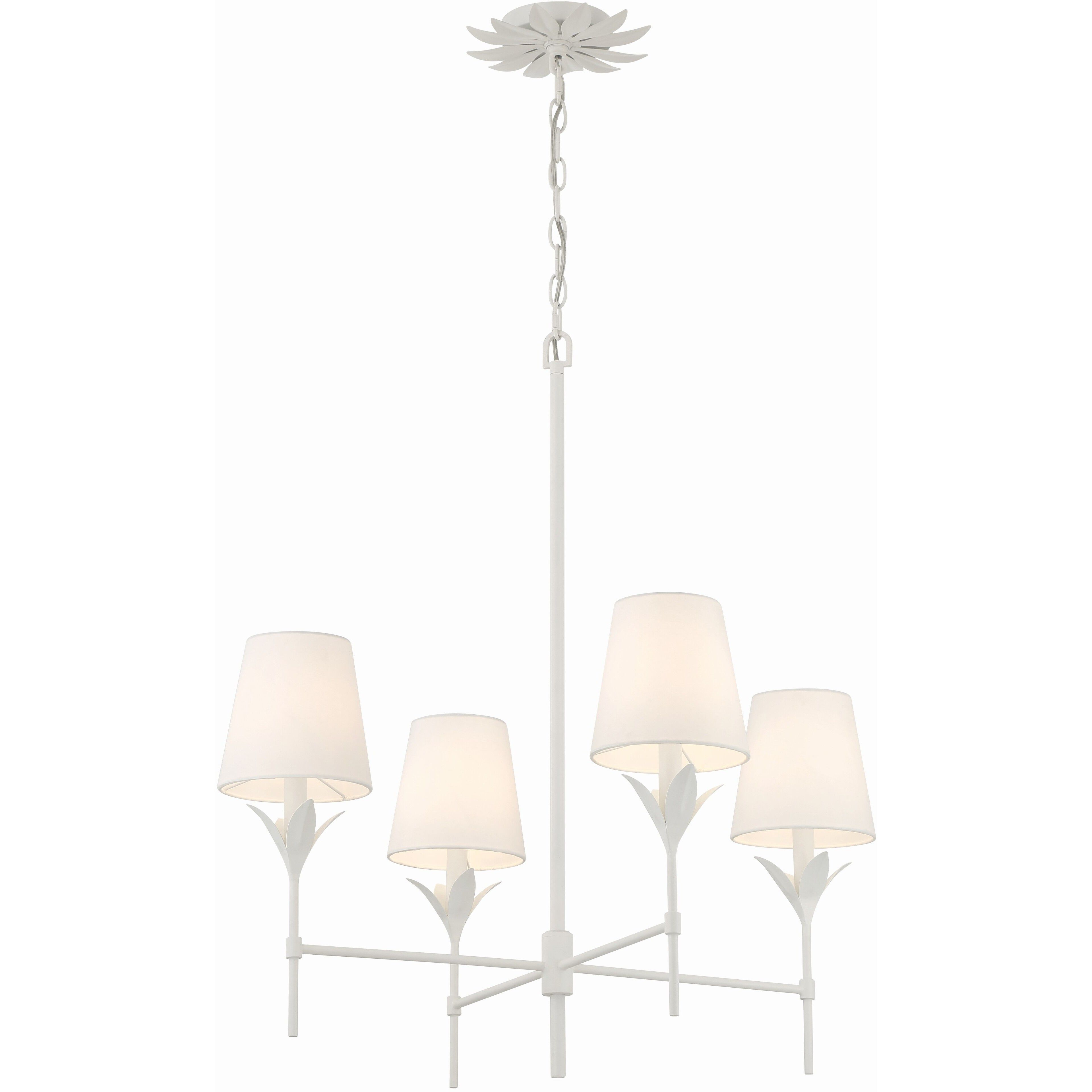 Broche 4 Light 28 inch Matte White Chandelier Ceiling Light