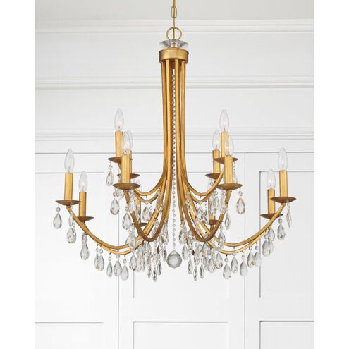 Bridgehampton 12 Light 32 inch Antique Gold Chandelier Ceiling Light in Clear Hand Cut