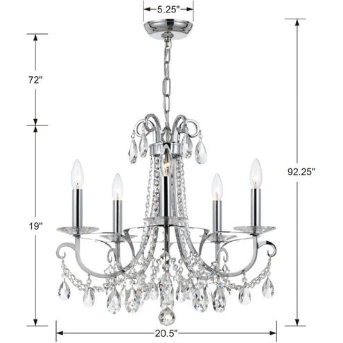 Othello 5 Light 20.5 inch Polished Chrome Chandelier Ceiling Light in Clear Swarovski Strass