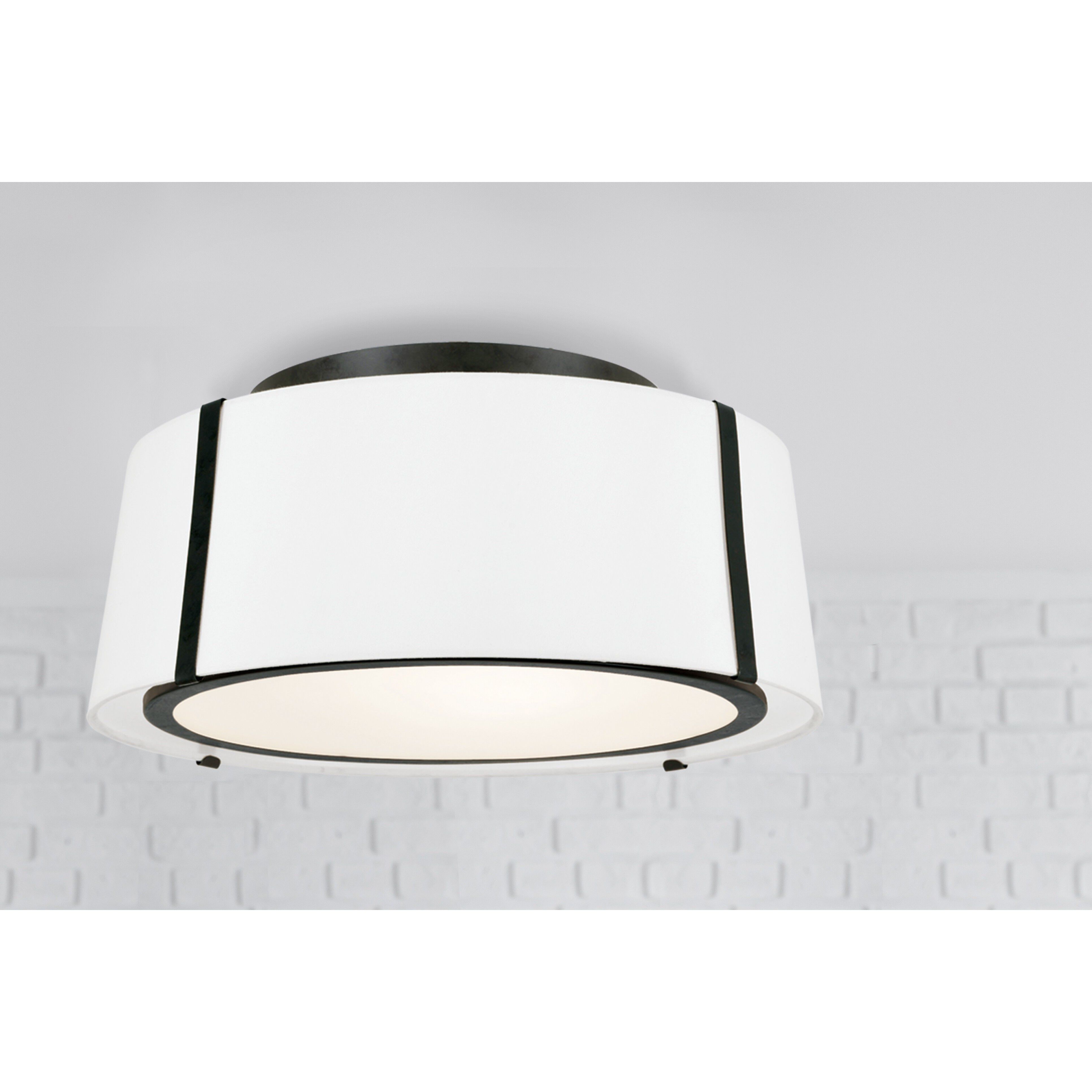Fulton 3 Light 18 inch Black Semi Flush Ceiling Light