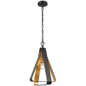 Luna 1 Light 13.25 inch English Bronze with Antique Gold Mini Chandelier Ceiling Light