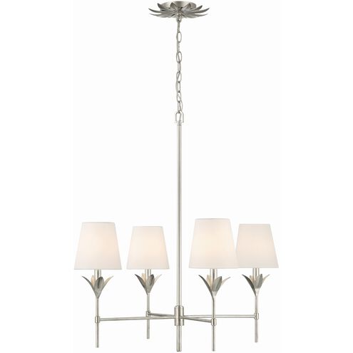 Broche 4 Light 28 inch Antique Silver Chandelier Ceiling Light