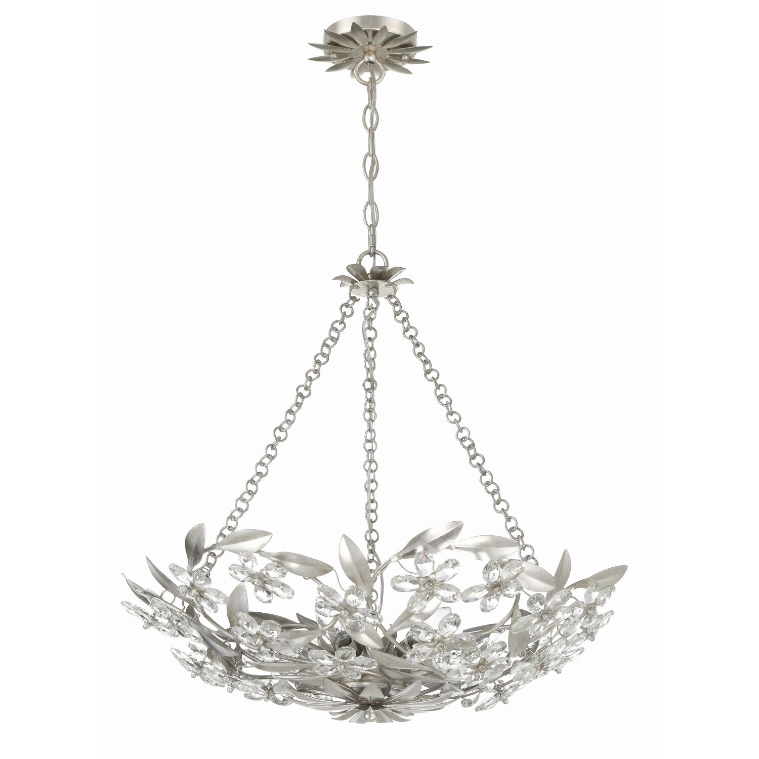 Marselle 6 Light 24 inch Antique Silver Chandelier Ceiling Light