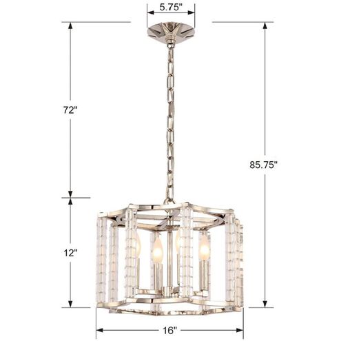 Carson 4 Light 16 inch Polished Nickel Chandelier Ceiling Light