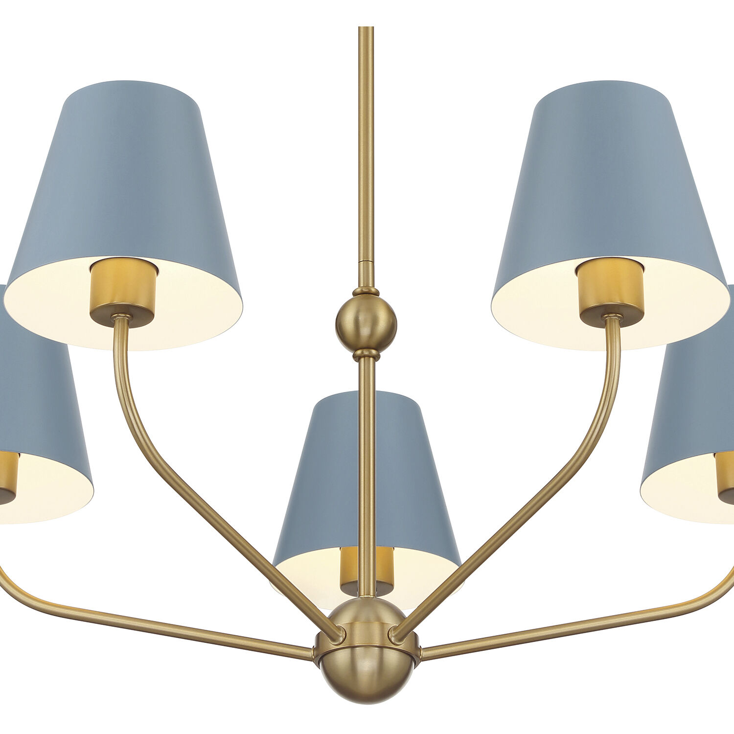 Xavier 5 Light 28 inch Vibrant Gold Chandelier Ceiling Light in Vibrant Gold and Blue