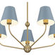 Xavier 5 Light 28 inch Vibrant Gold and Blue Chandelier Ceiling Light