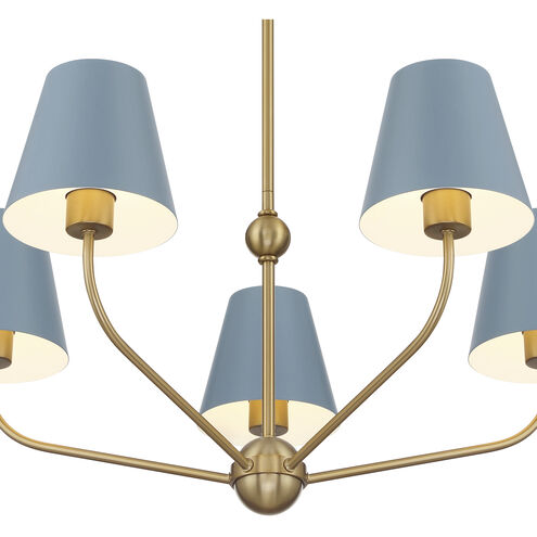 Xavier 5 Light 28 inch Vibrant Gold and Blue Chandelier Ceiling Light