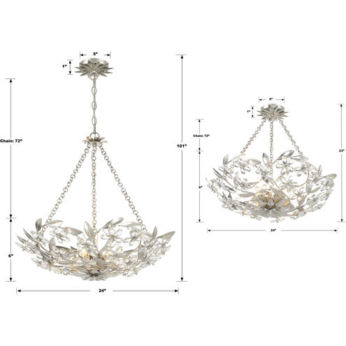 Marselle 6 Light 24 inch Antique Silver Chandelier Ceiling Light