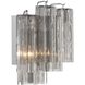 Addis Sconce Wall Light in Polished Chrome, Tronchi Glass Smoke