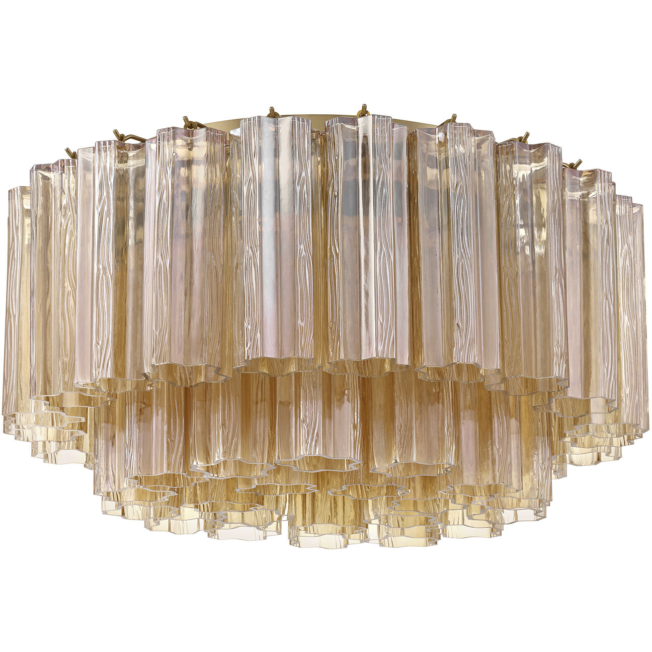 Addis 7 Light 22.25 inch Aged Brass Flush Mount Ceiling Light in Tronchi Glass Amber