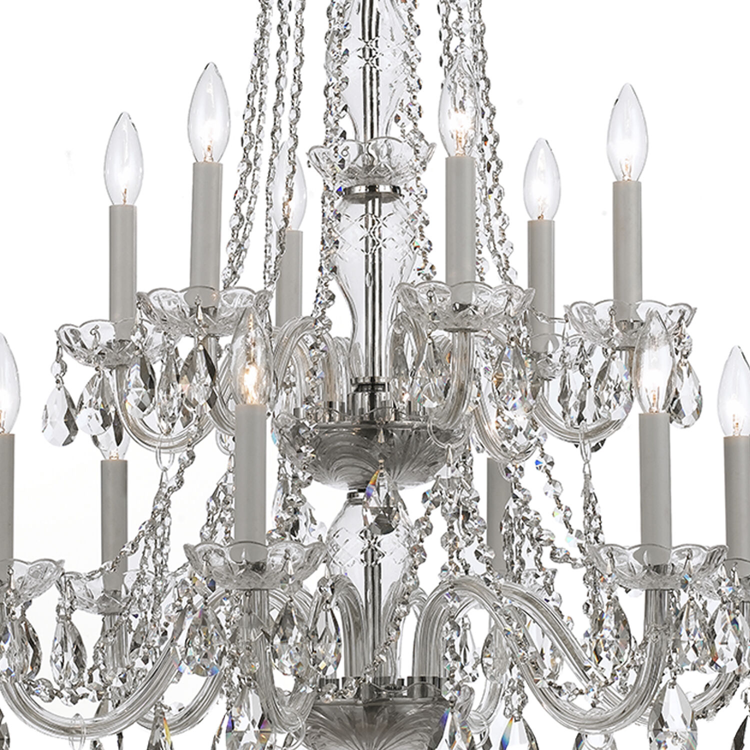 Traditional Crystal 12 Light 26.5 inch Polished Chrome Chandelier Ceiling Light in Clear Hand Cut