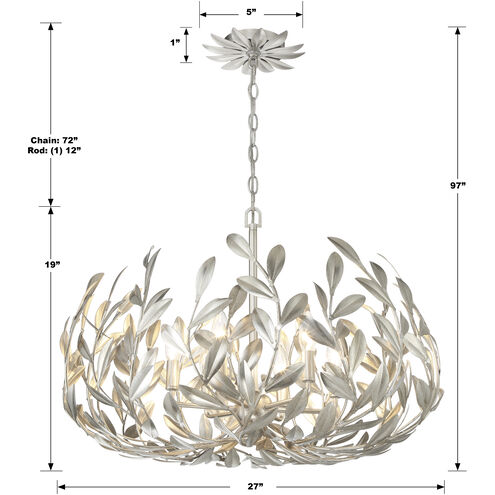 Broche 6 Light 27 inch Antique Silver Chandelier Ceiling Light