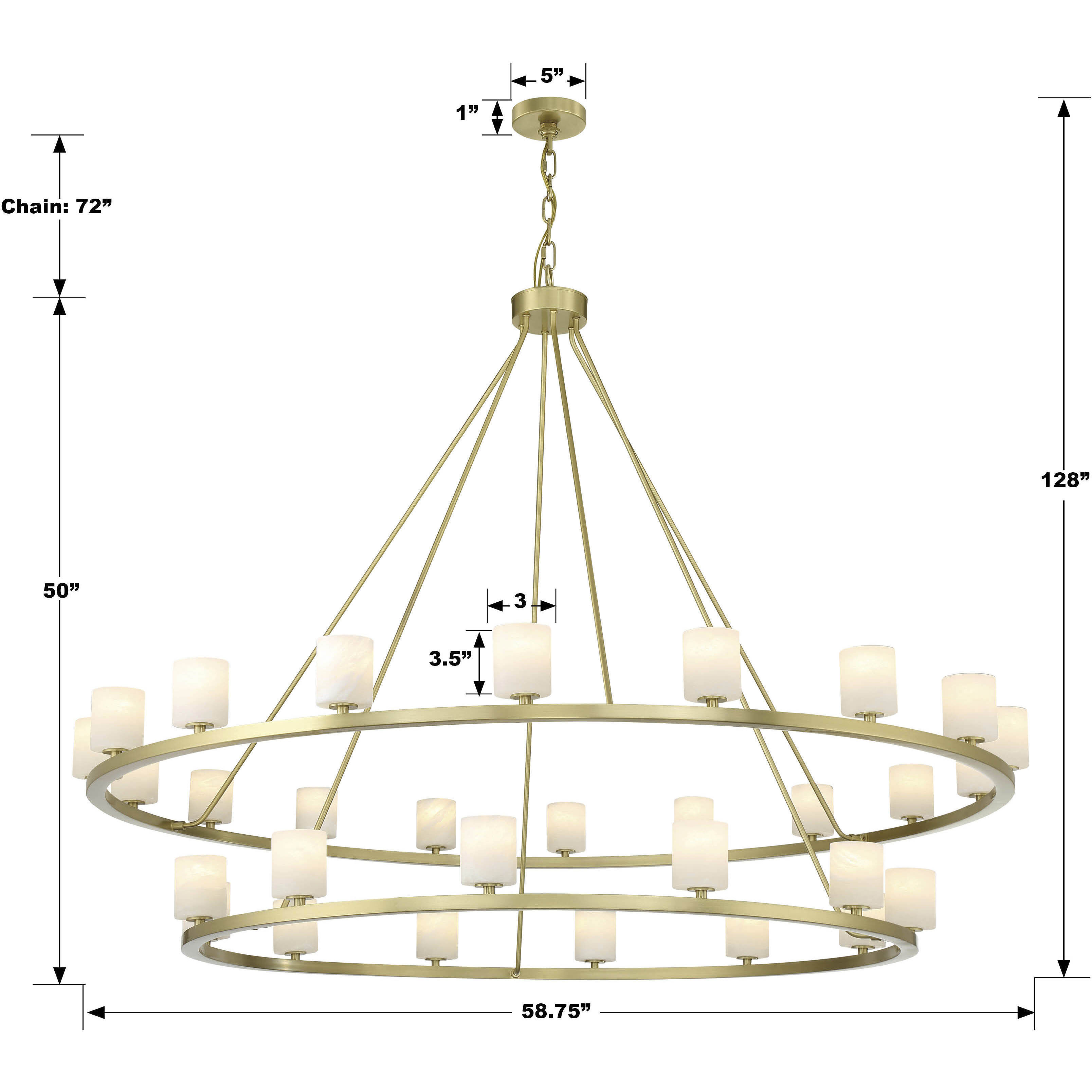 Aragon 30 Light 58.75 inch Soft Brass Chandelier Ceiling Light