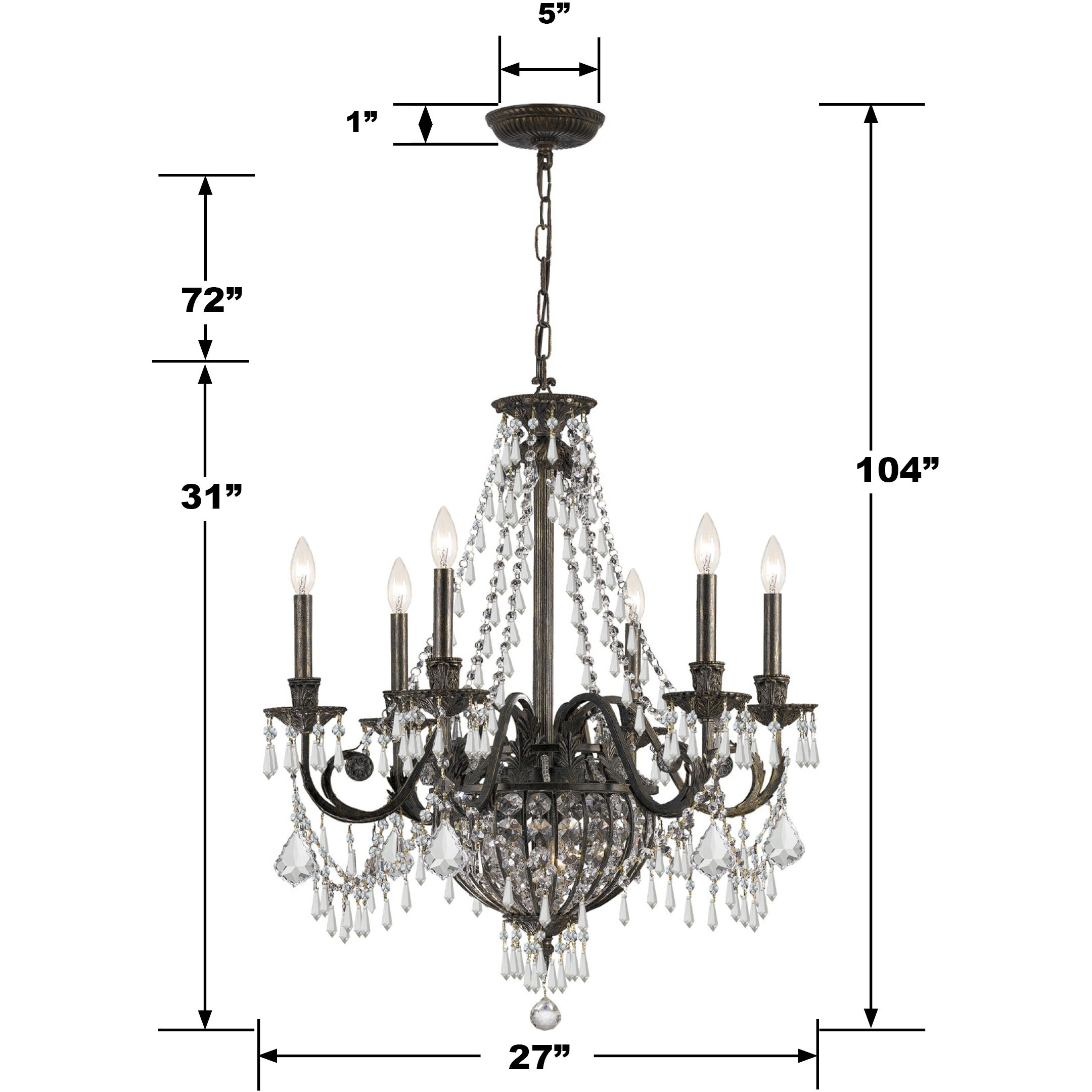 Vanderbilt 6 Light 27 inch English Bronze Chandelier Ceiling Light
