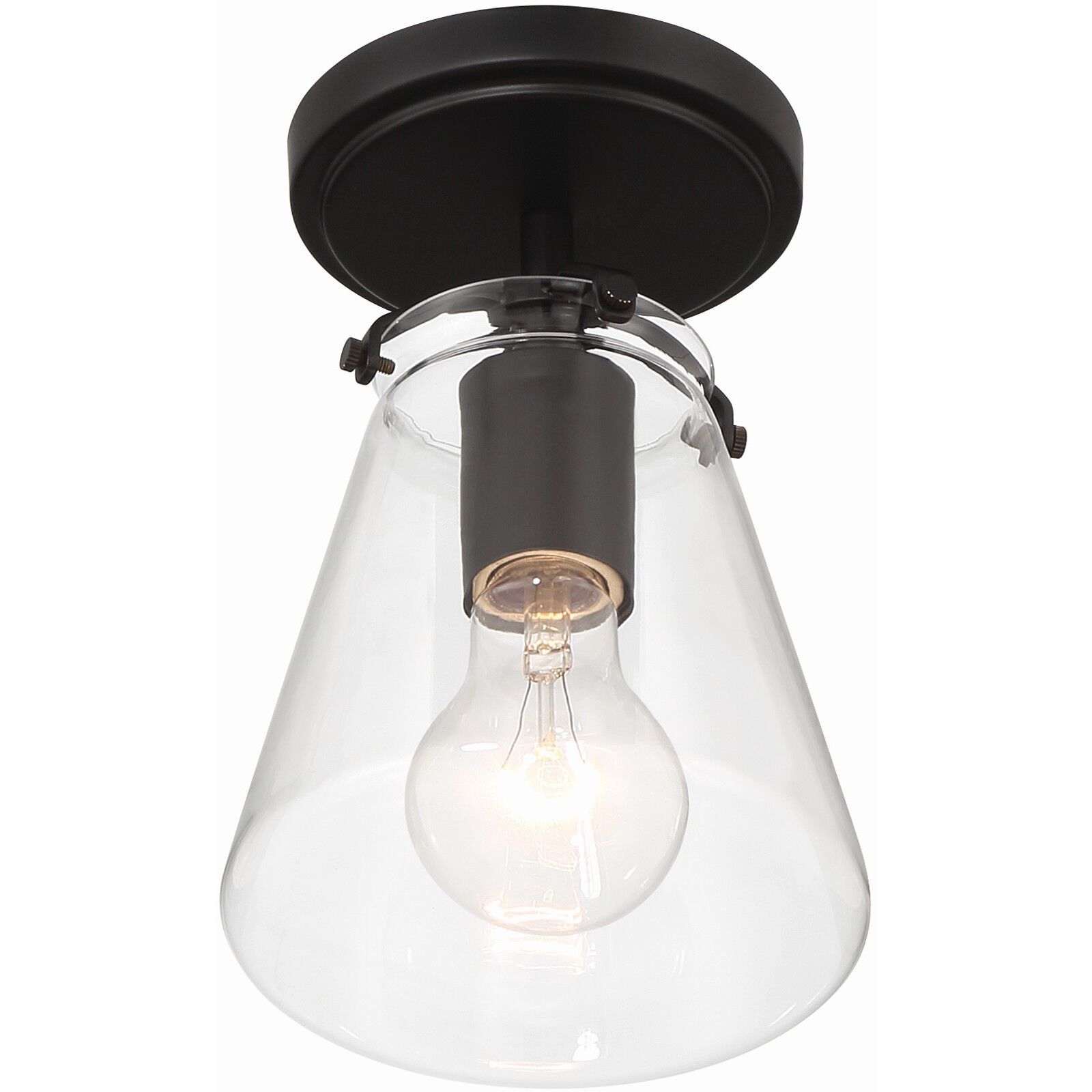 Voss 1 Light 5.75 inch Matte Black Semi Flush Ceiling Light