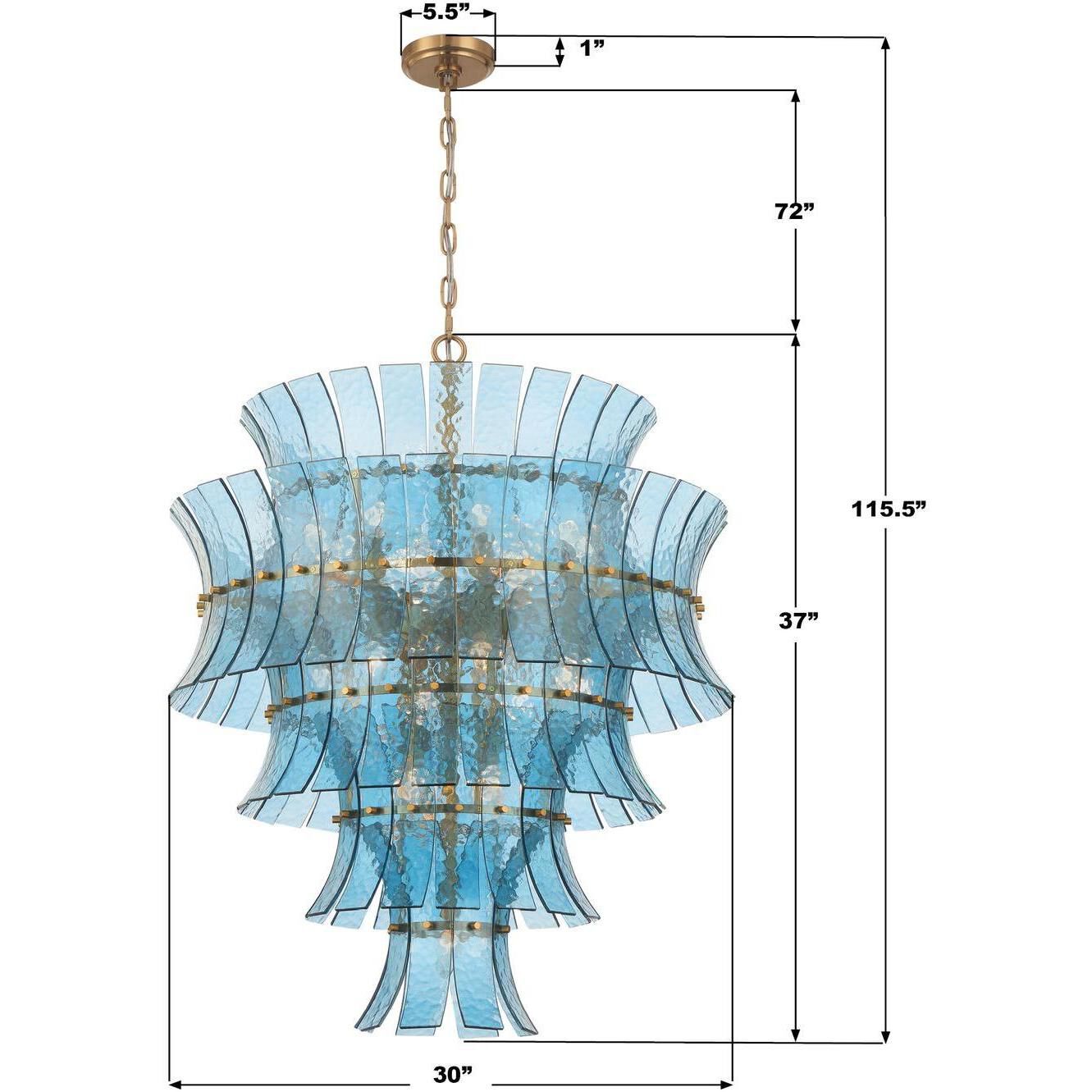 Abigail 21 Light 29.5 inch Aged Brass Chandelier Ceiling Light in Blue