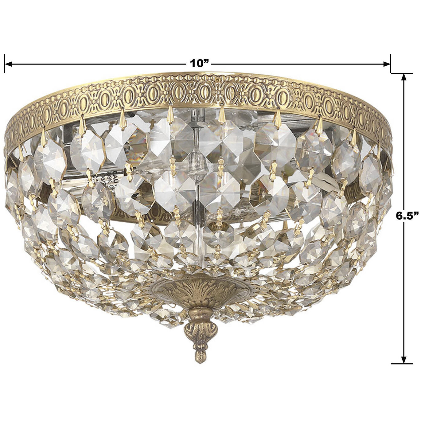 Waltham 2 Light 10 inch Olde Brass Flush Ceiling Light in Golden Teak Hand Cut