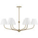Xavier 6 Light 40 inch Vibrant Gold Chandelier Ceiling Light in Vibrant Gold and White
