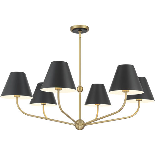 Xavier 6 Light 40 inch Vibrant Gold and Matte Black Chandelier Ceiling Light