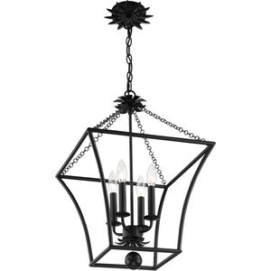 Broche 4 Light 16 inch Matte Black Hanging Lantern Ceiling Light